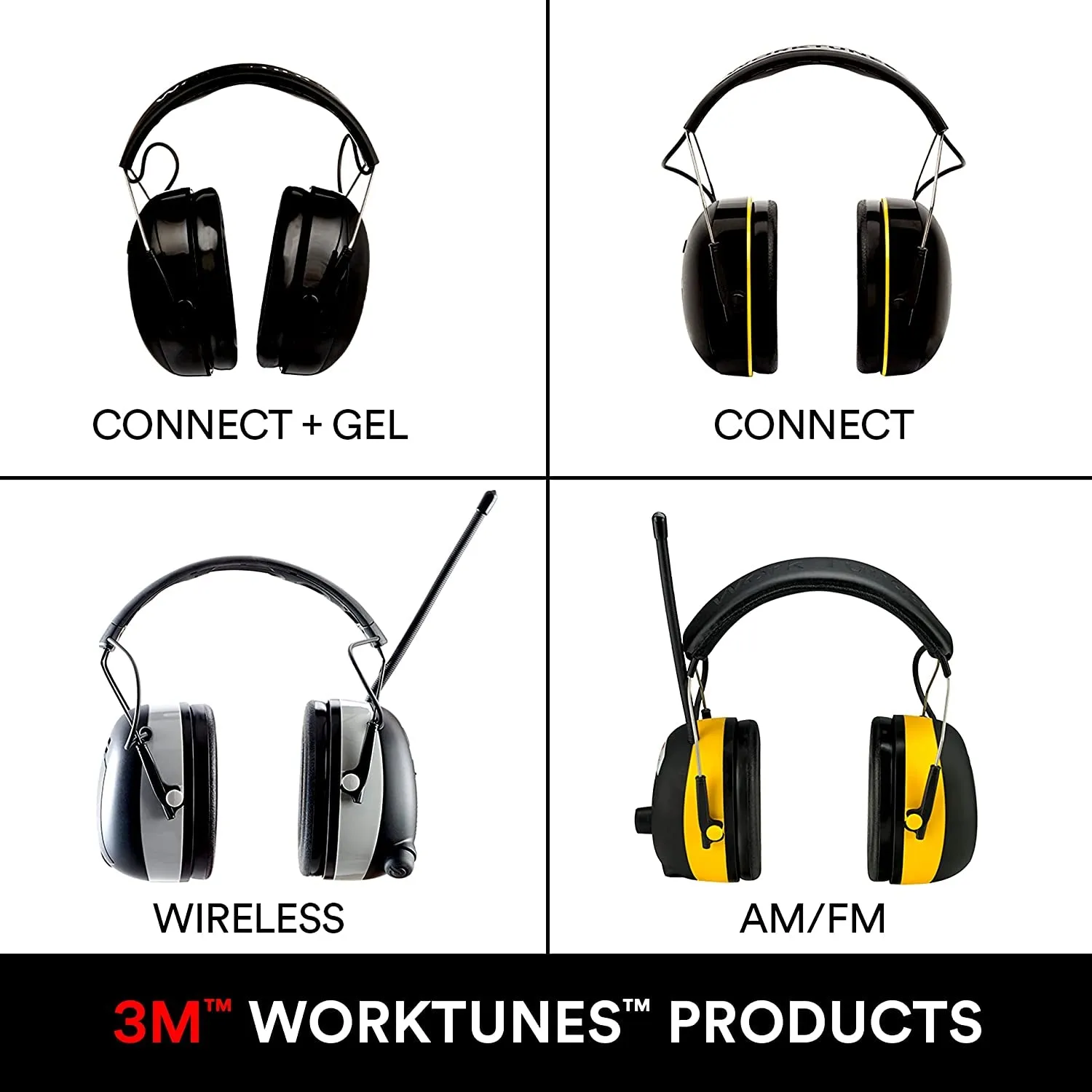 3M Worktunes Connect   Gel Ear Cushions Hearing Protector with Bluetooth Wireless Technology, NRR 23 Db, Hearing Protection for Mowing, Snowblowing, Construction, and Work Shops,Black