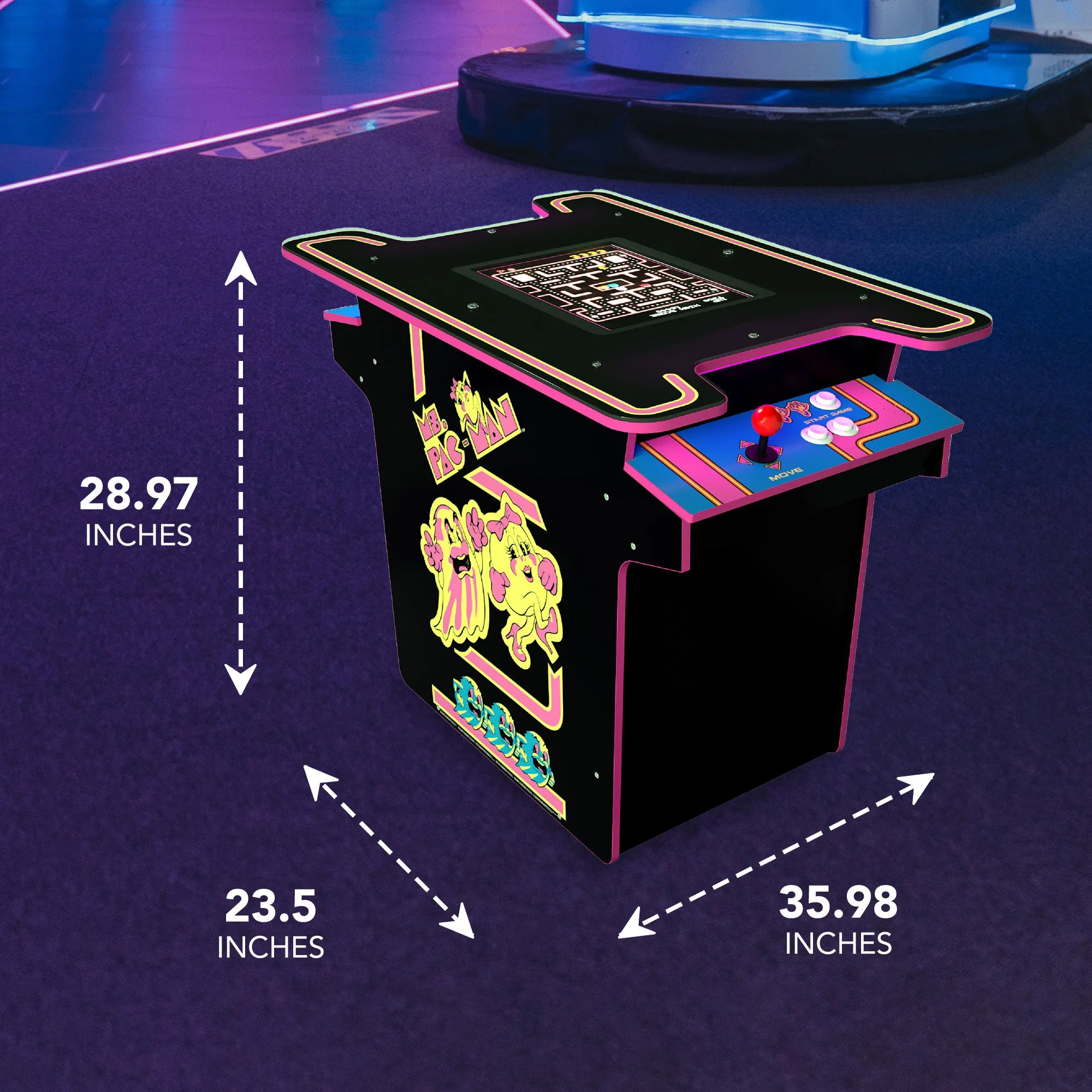 Arcade1UP Ms. PAC-MAN Head-to-Head 12 in 1 Arcade Table, Black Series Edition