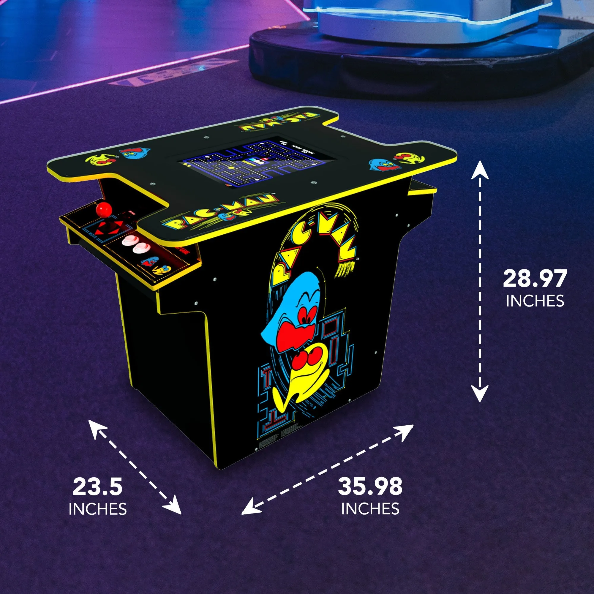 Arcade1UP PAC-MAN Head-to-Head Arcade Table, 12 Games in 1, Black Series Edition