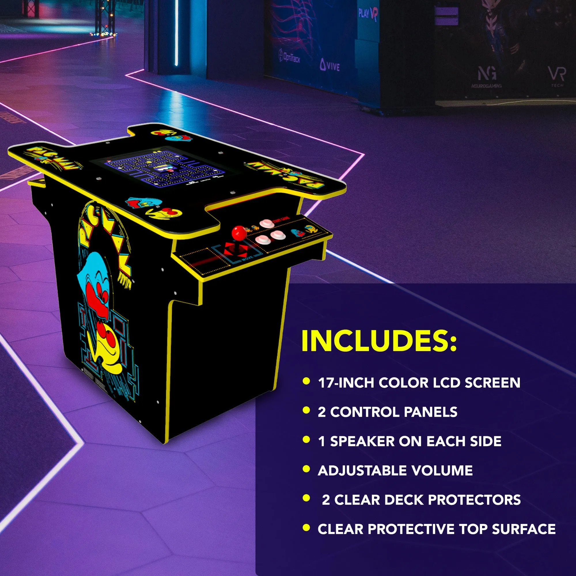 Arcade1UP PAC-MAN Head-to-Head Arcade Table, 12 Games in 1, Black Series Edition