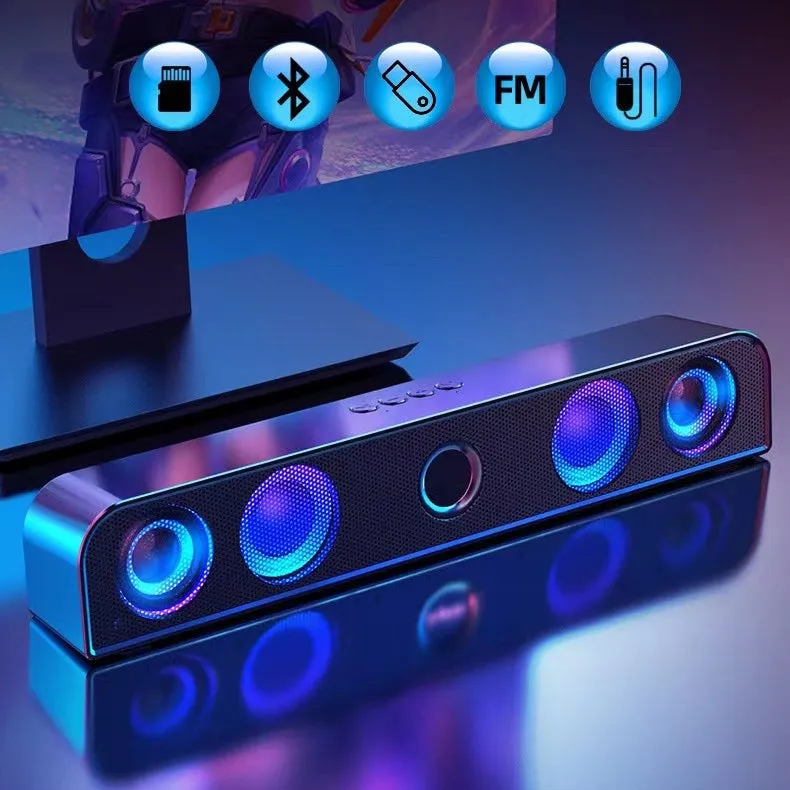 Bluetooth 5.0 Wireless Stereo Bass Surround Speaker with Cool RGB Lights & AUX / TF / USB