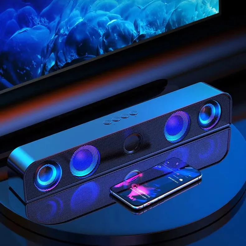 Bluetooth 5.0 Wireless Stereo Bass Surround Speaker with Cool RGB Lights & AUX / TF / USB