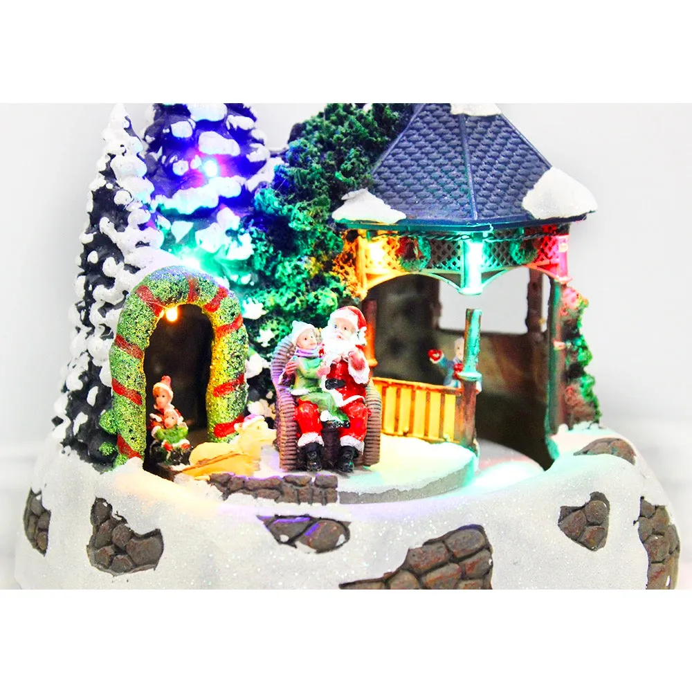 Christmas Village Animated Winter Circling Sledge Santa Tree Musical Light Up