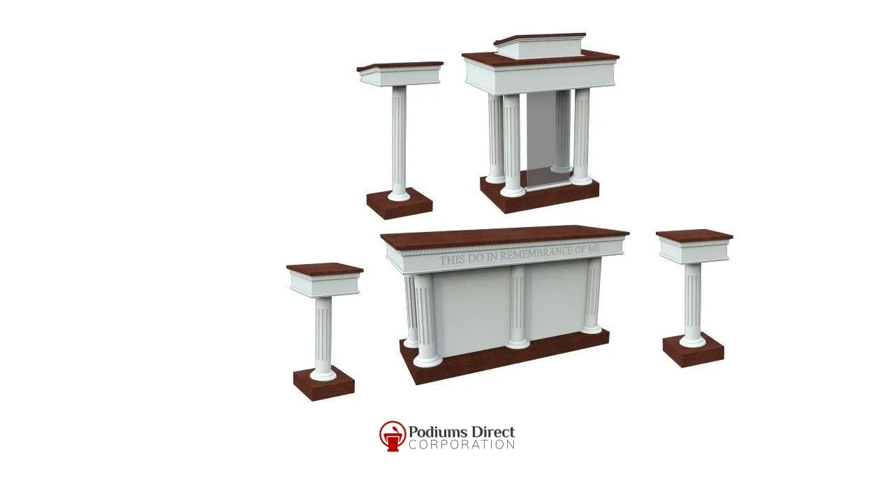 Round Column Pedestal Church Pulpit Set with FREE SHIPPING!