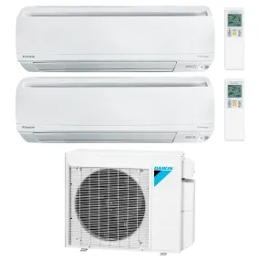 Daikin 2-Zone Wall Mounted Ductless Mini-Split 18000 BTU Heat Pump Air Conditioner 7k   12k - 16 SEER2