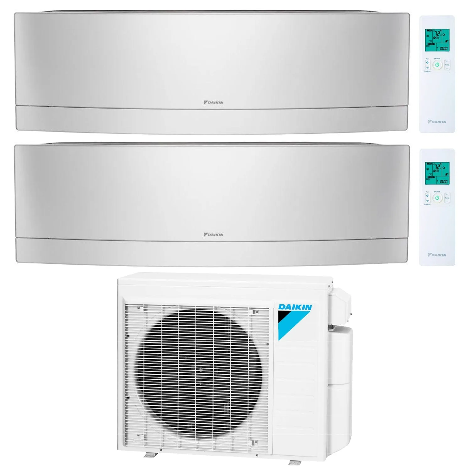 Daikin 2-Zone Wall Mounted Emura Silver Ductless Mini-Split 18000 BTU Heat Pump Air Conditioner 9k   12k - 16 SEER2