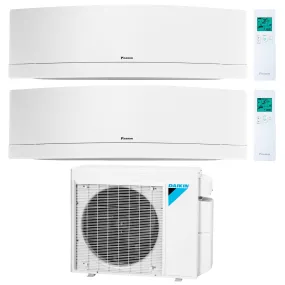 Daikin 2-Zone Wall Mounted Emura White Ductless Mini-Split 18000 BTU Heat Pump Air Conditioner 9k   12k - 16 SEER2