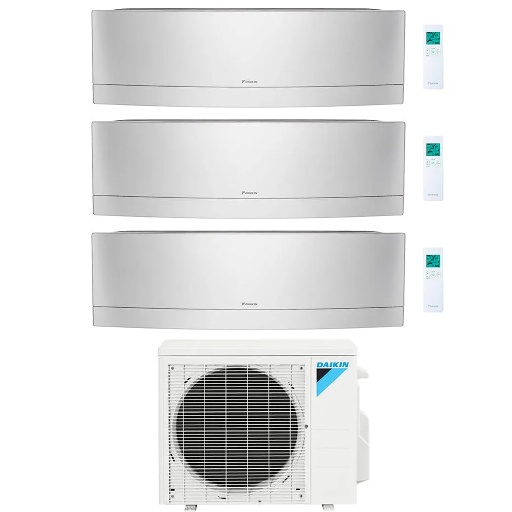 Daikin 3-Zone Wall Mounted Emura Silver Ductless Mini-Split 36000 BTU Heat Pump Air Conditioner 9k   18k   18k - 18.1 SEER2