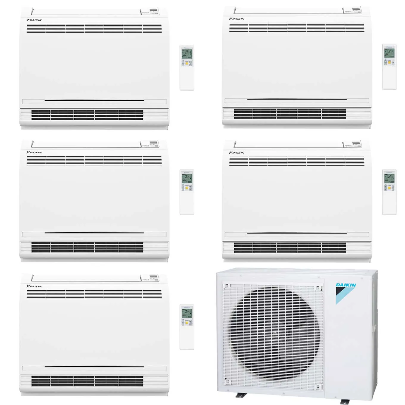 Daikin 5-Zone Floor Standing Ductless Mini-Split 48000 BTU Heat Pump Air Conditioner 9k   9k   9k   12k   15k - 20.6 SEER2