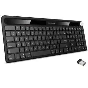 Delton KB90 Wireless Solar Keyboard, Rechargeable Wireless Keyboard with Quiet Keys, Solar Recharging Keyboard, Bluetooth Keyboard for Computer /Desktop /PC /Laptop /Windows.