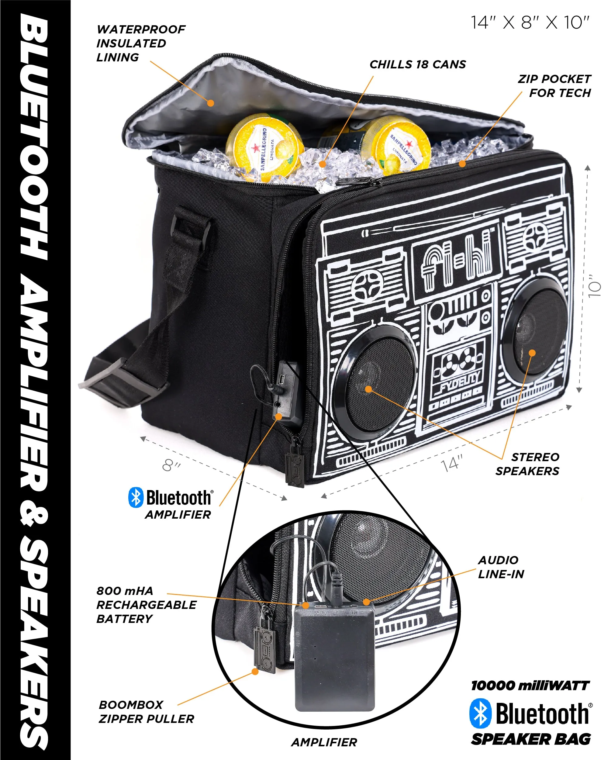 FI-HI Coolio Cooler: Le Boom Box BLACK