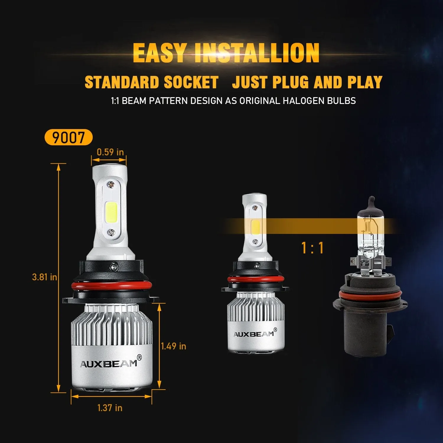 For 2001-2019 Nissan Frontier High Low Beam 9007/HB5 LED Light Bulbs S2-Series COB LED 270°/360° Beam 8000LM