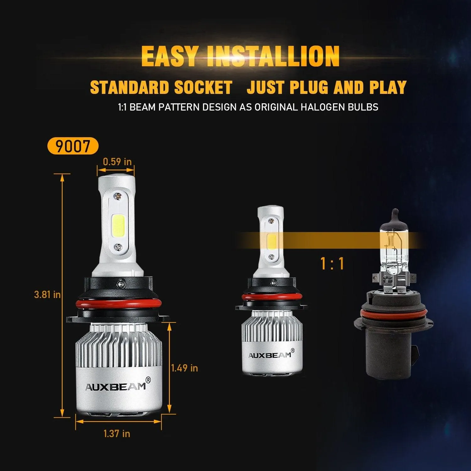 For 2001-2019 Nissan Frontier High Low Beam 9007/HB5 LED Light Bulbs S2-Series COB LED 270°/360° Beam 8000LM