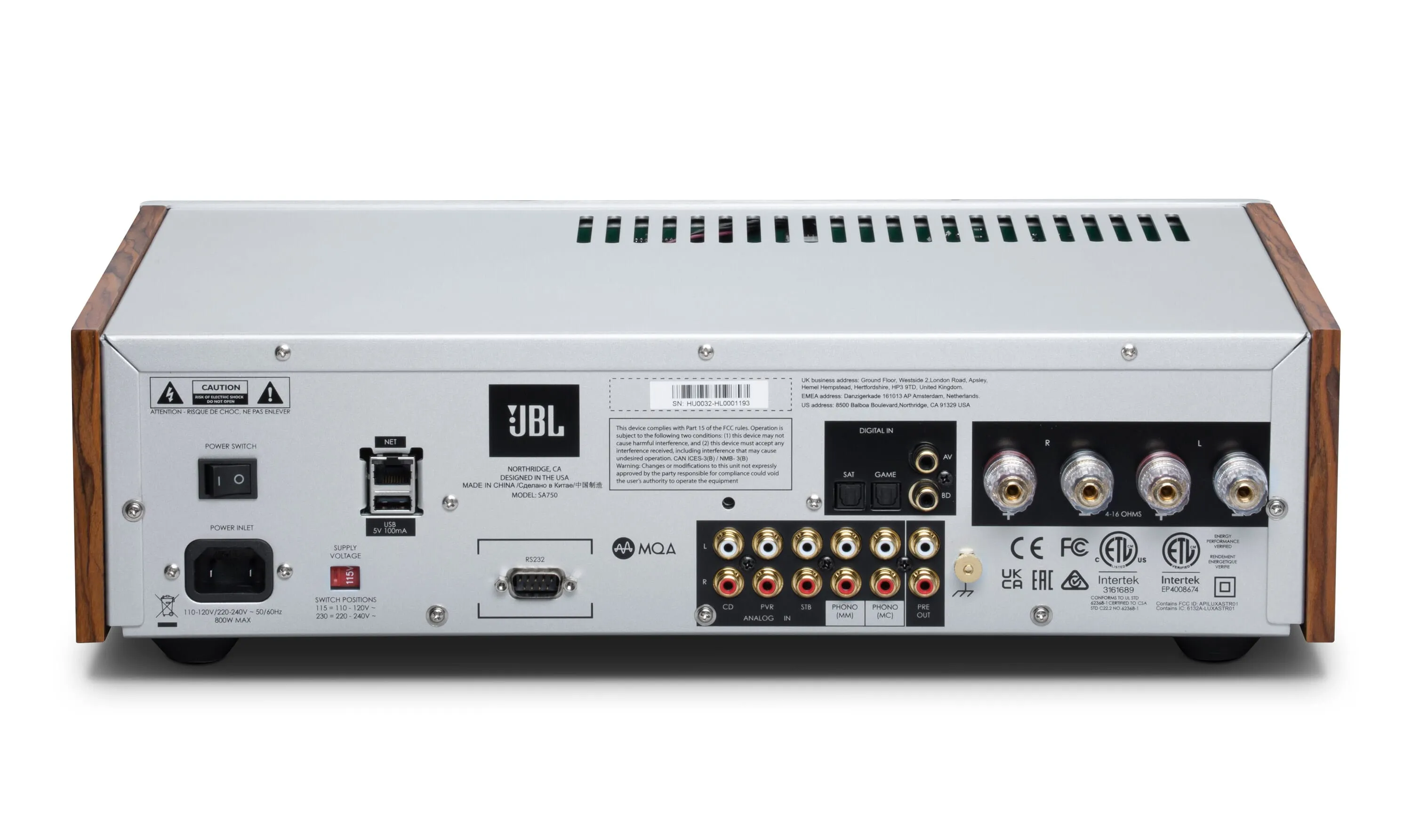 JBL SA750 Streaming Integrated Stereo Amplifier