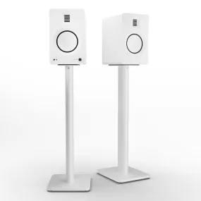 Kanto TUK 260W Powered Bookshelf Speakers with - Pair, Matte White with SP26PLW White Stand Bundle