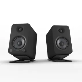 Kanto YU4 140W Powered Bookshelf Speakers with Bluetooth and Phono Preamp - Pair, Matte Black with S4 Black Stand Bundle