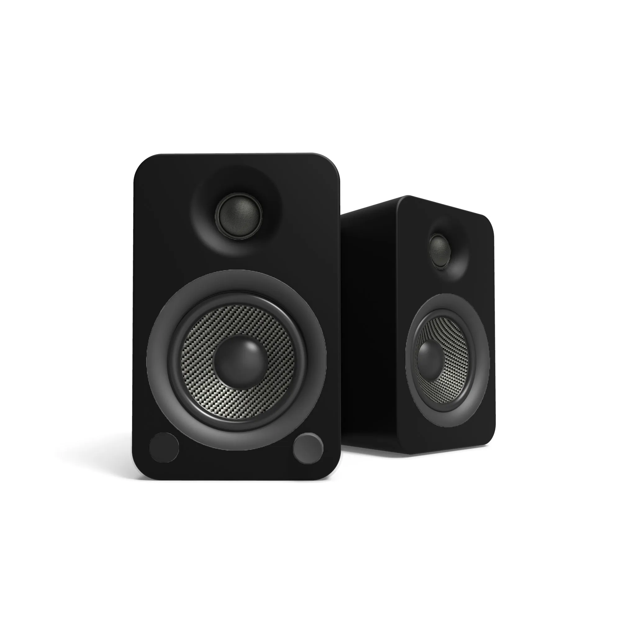 Kanto YU4 140W Powered Bookshelf Speakers with Bluetooth and Phono Preamp - Pair, Matte Black with S4 Black Stand Bundle