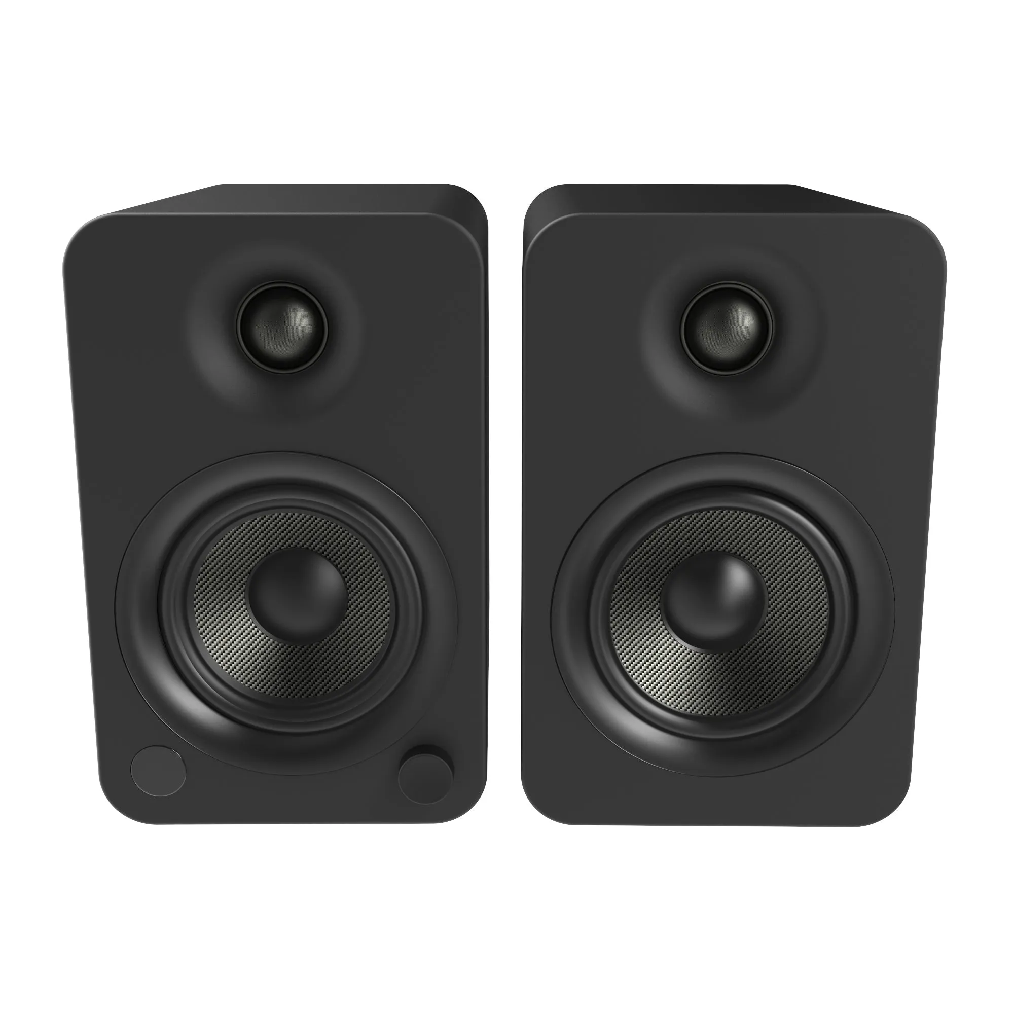 Kanto YU4 140W Powered Bookshelf Speakers with Bluetooth and Phono Preamp - Pair, Matte Black with SP32PL Black Stand Bundle