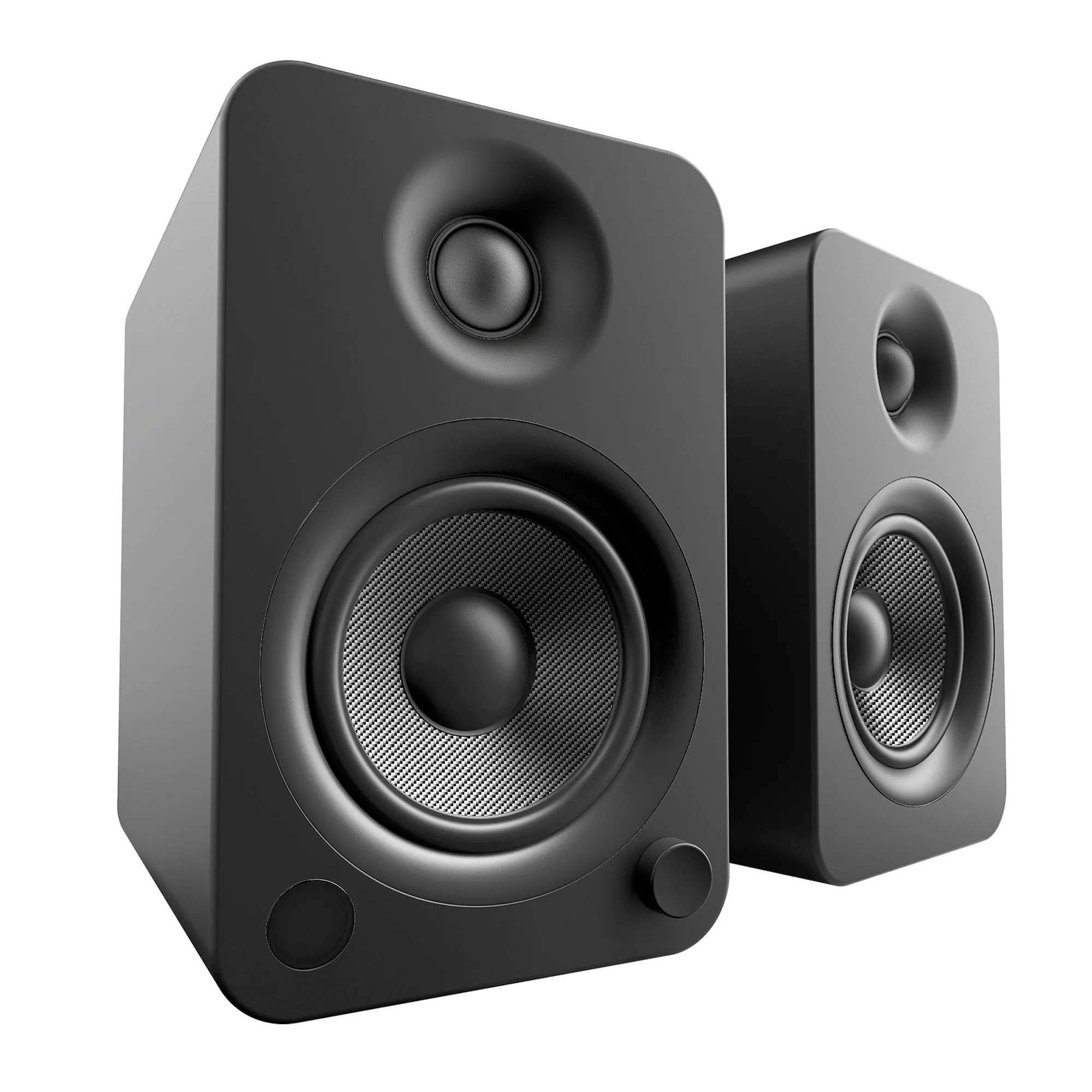 Kanto YU4 140W Powered Bookshelf Speakers with Bluetooth and Phono Preamp - Pair, Matte Black with SP32PL Black Stand Bundle