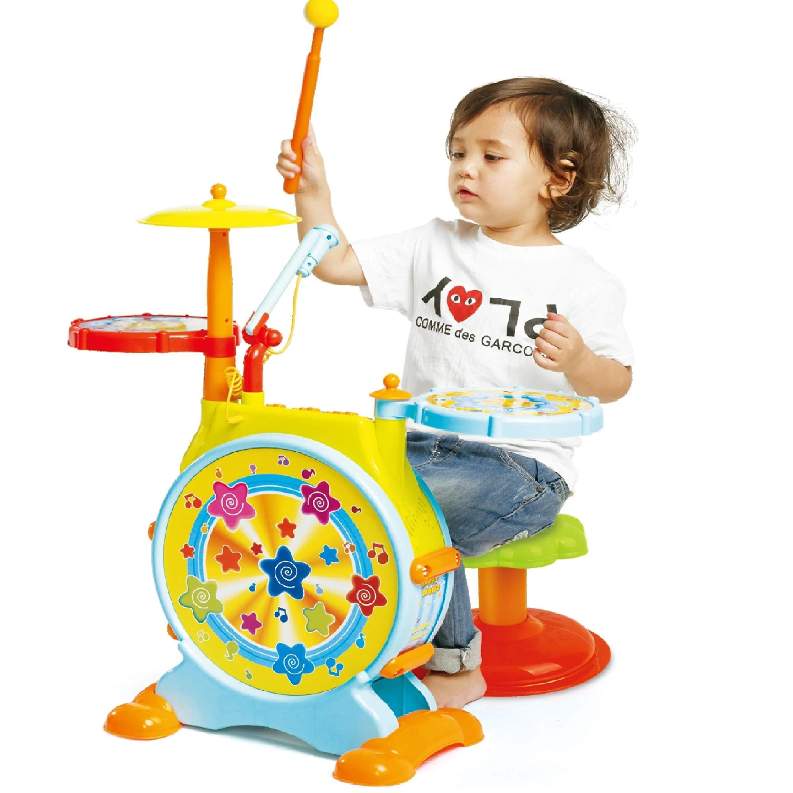 Kids Drum Set - Toddler Drum Set Includes Toy Microphone, Adjustable Sound Bass