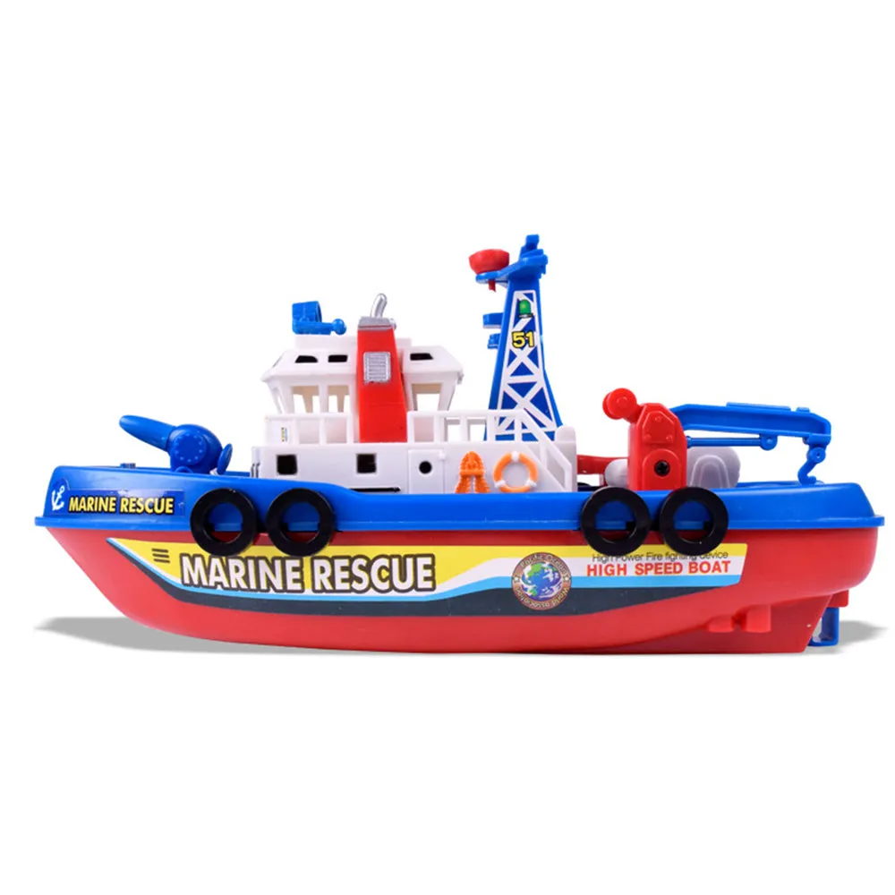 Kid's Electric Fireboat Toy with Cool Music Dazzling Lights and Water Spray Function  Baby Bath Toy Birthday Gift