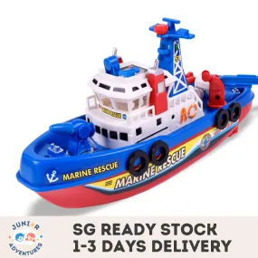 Kid's Electric Fireboat Toy with Cool Music Dazzling Lights and Water Spray Function  Baby Bath Toy Birthday Gift