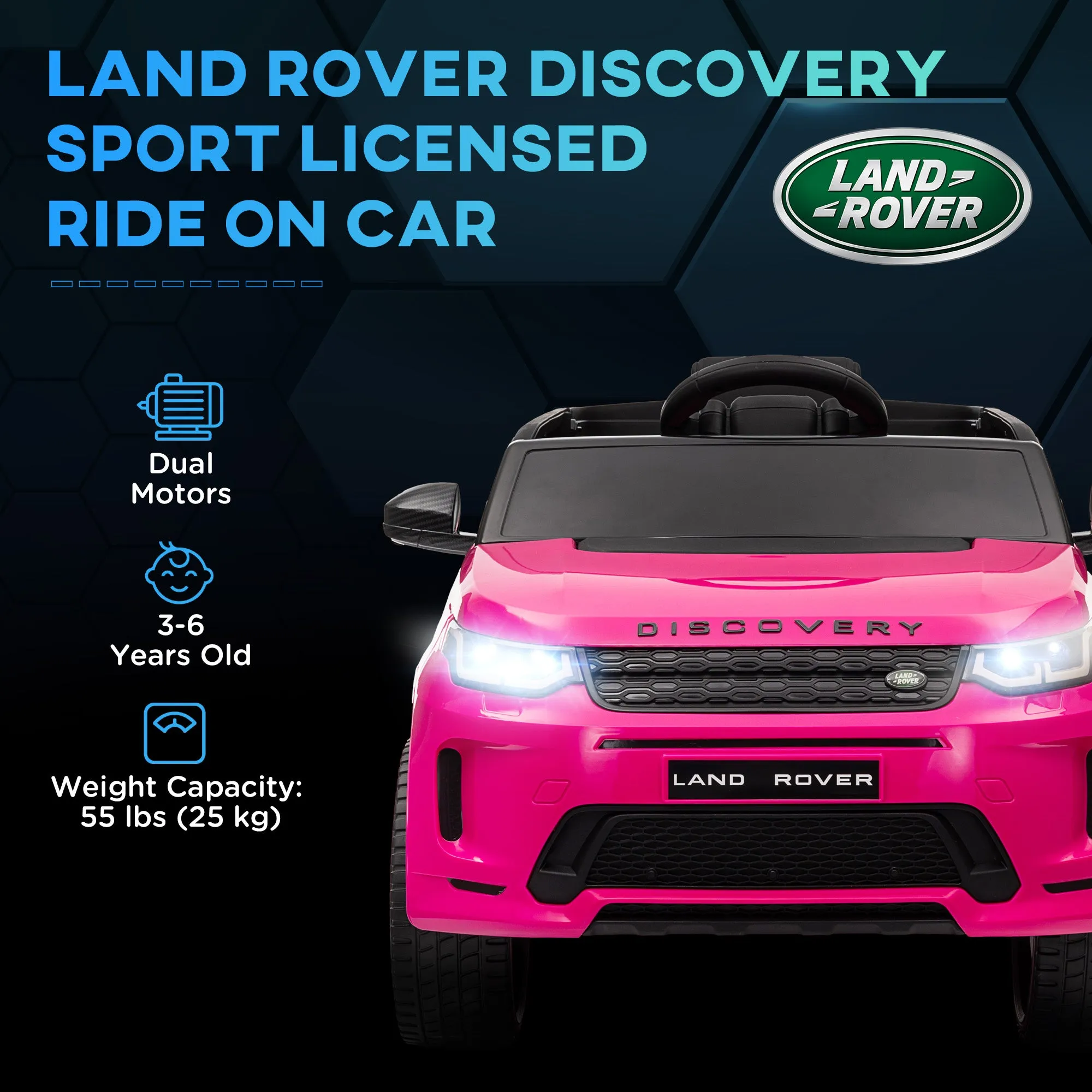 Land Rover Licensed Kids Electric Car w/ Remote Music - Pink