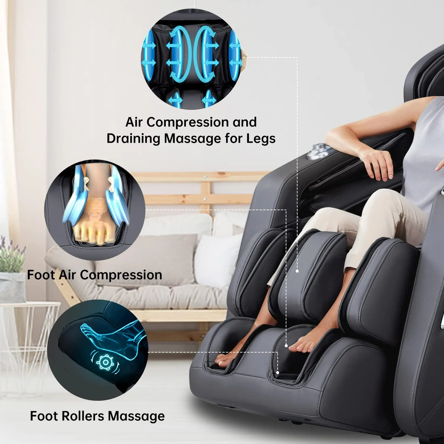 MassaMAX 2022 Massage Chair Recliner, Zero Gravity Full Body Yoga Stretching with Intelligent AI Voice Control-Black