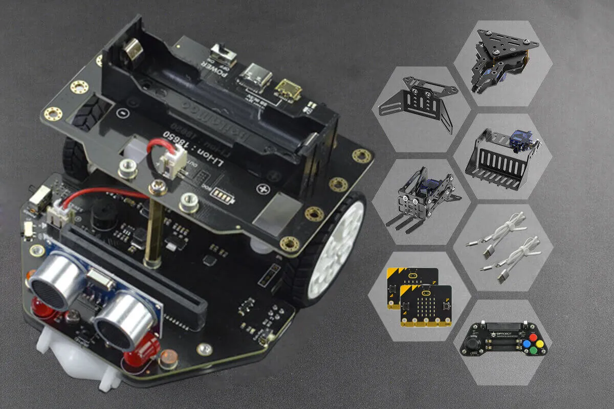 micro:Maqueen Plus V2 (18650 Battery) with Mechanic, micro:bit V2 and Gamepad