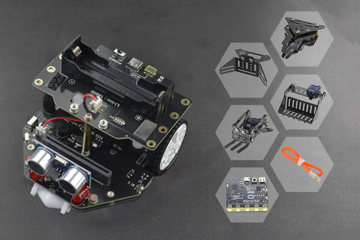 micro:Maqueen Plus V2 (18650 Battery) with micro:Maqueen Mechanic and micro:bit V2