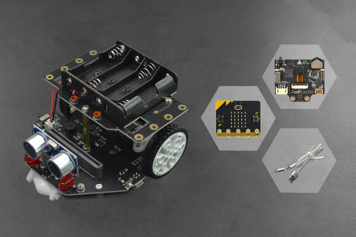 micro:Maqueen Plus V2 (Ni MH Rechargeable Battery) with HUSKYLENS and micro:bit V2