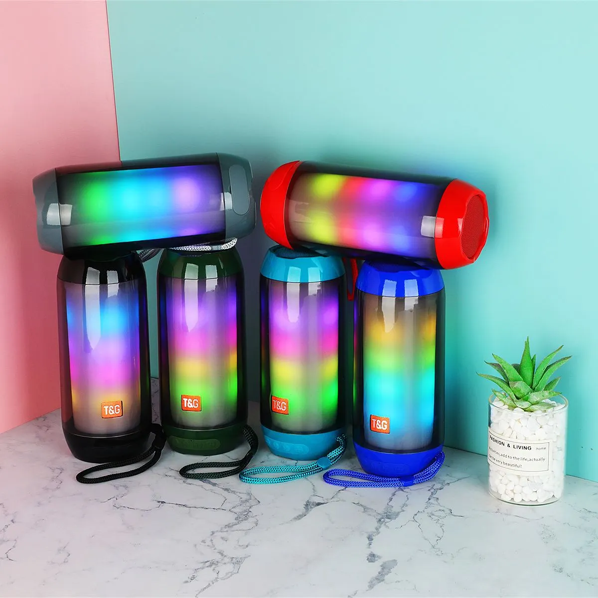 New Arrival | Bluetooth 5.1 Wireless Stereo Bass Surround Speaker with Colorful Light Effect & AUX/TF/USB