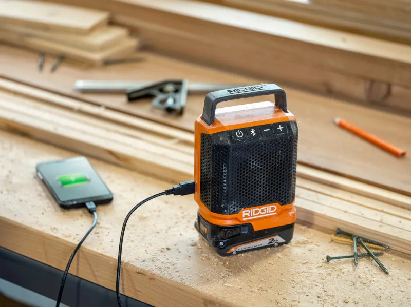 Open Box -  RIDGID 18V Cordless Bluetooth Speaker (Tool Only)