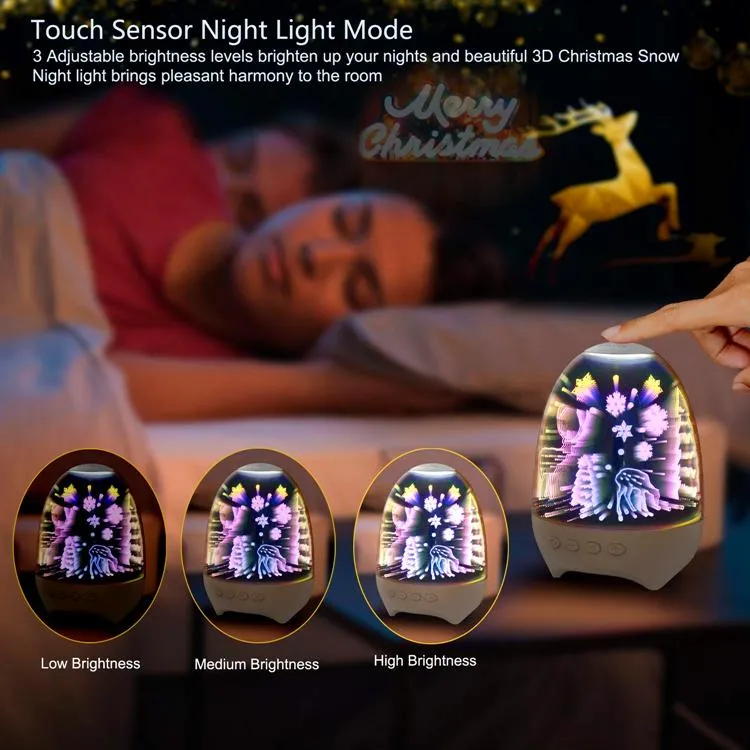 Portable Night Light BT Speaker 3D Glass Bedside Table Lamp Color LED Night Lamp Touch Control Bluetooth Speakers