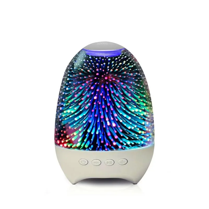 Portable Night Light BT Speaker 3D Glass Bedside Table Lamp Color LED Night Lamp Touch Control Bluetooth Speakers