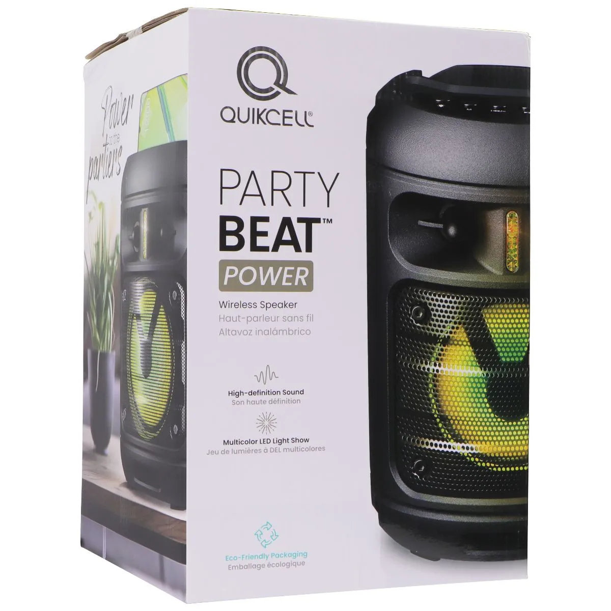 Quikcell Party Beat Power Series Wireless Speaker with LED Lights - Black