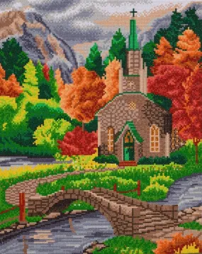 "Church by the River" Crystal Art Kit 40x50cm