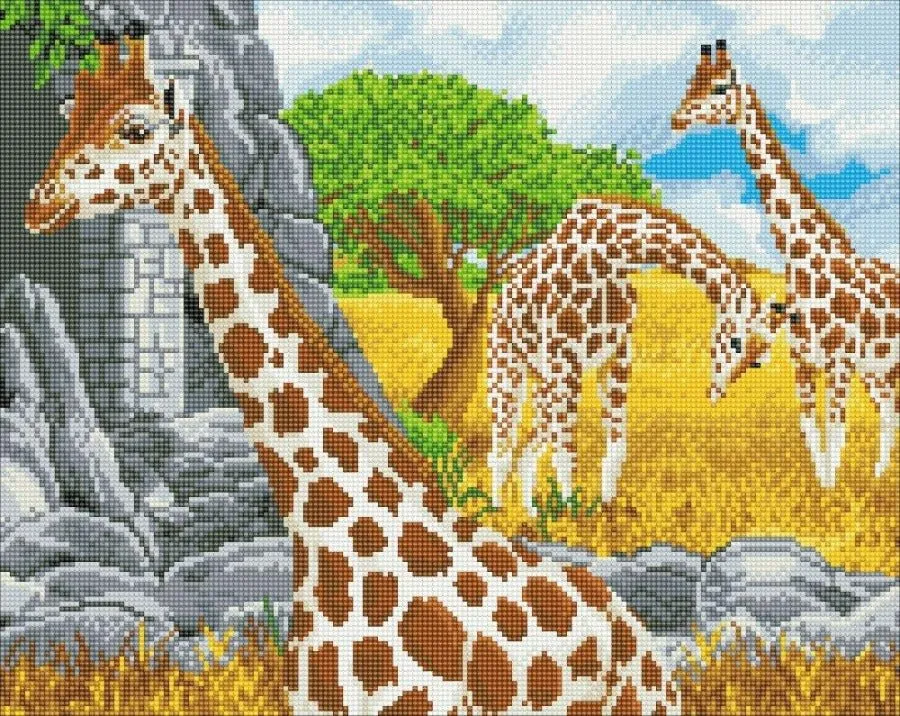 "Grazing Giraffes" Crystal Art Kit 40x50cm