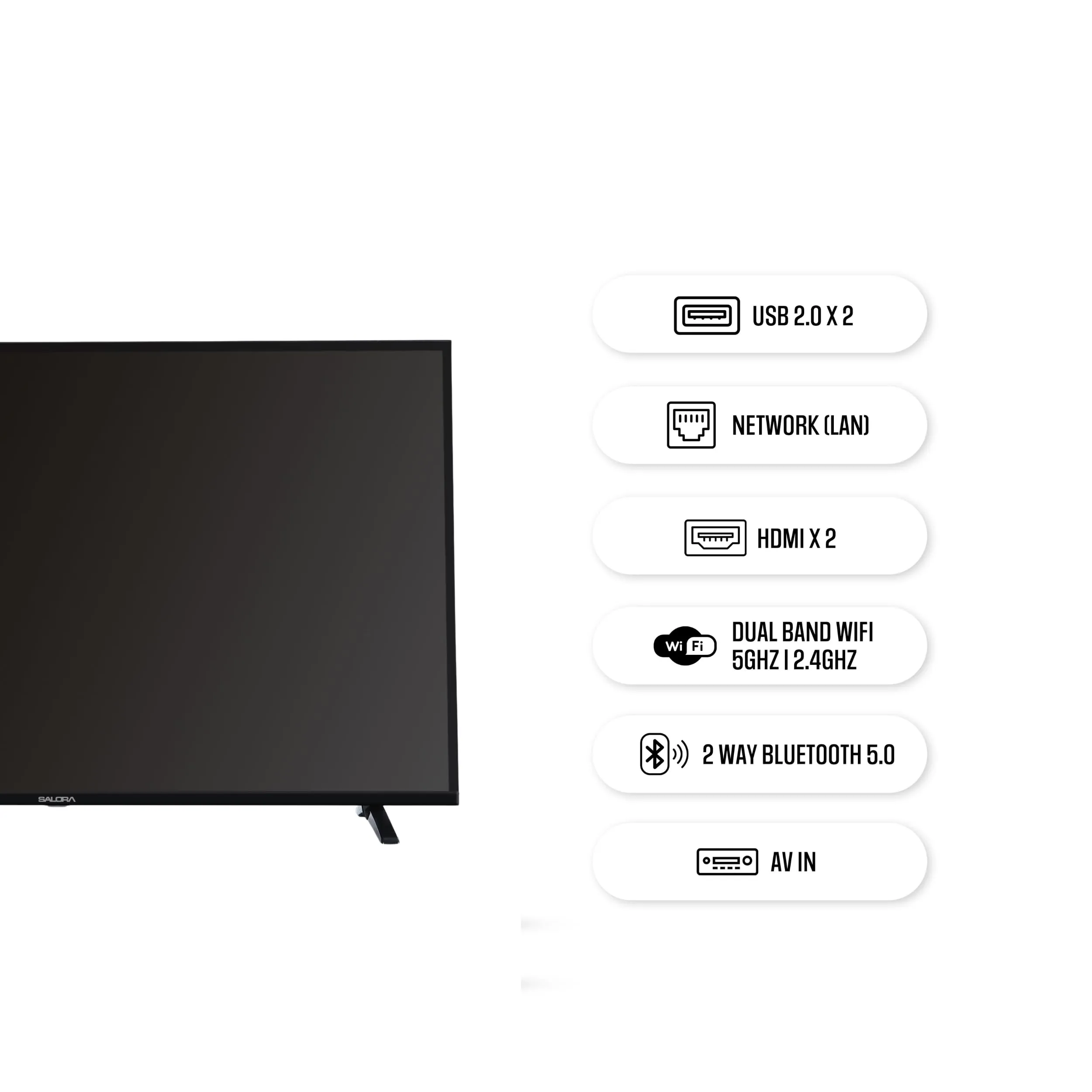 Salora 109 cm (43 inches) FHD Smart LED Google TV | SLV-4431 GTV (Black) | Vibrant HDR10 Display, Powerful 20W Dolby Audio, Google Assistant & Voice Control Remote