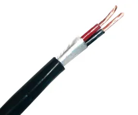 Black Shielded Water-Resistant Communication Cable, CL3/FPL Rated, 16/2 AWG Stranded (7x Strands), Sun-Resistant, Suitable for Direct Burial, 1000 Ft