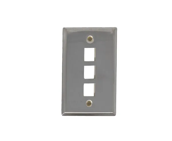 Stainless Steel Keystone Wall Plate, Single-Gang - Up to 6 Ports