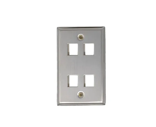 Stainless Steel Keystone Wall Plate, Single-Gang - Up to 6 Ports