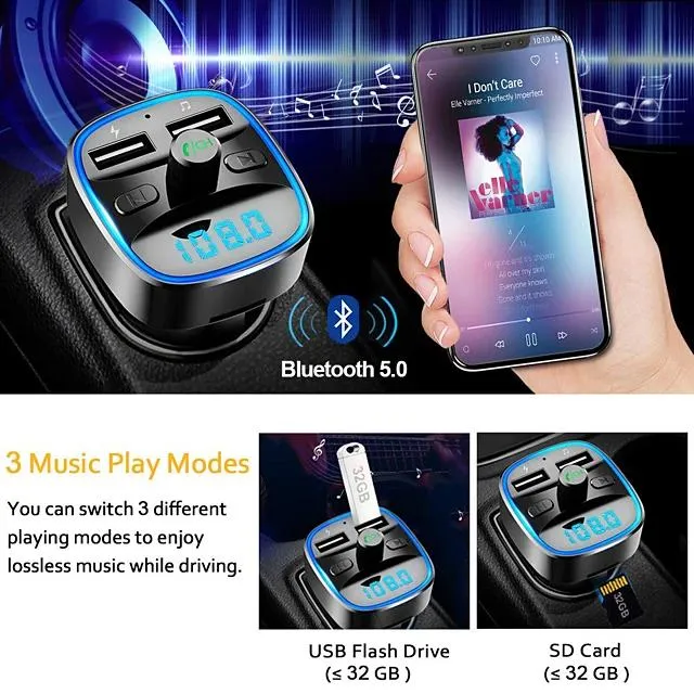 T25 Bluetooth 5.0 Car FM Transmitter