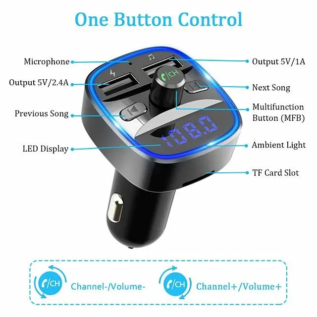 T25 Bluetooth 5.0 Car FM Transmitter