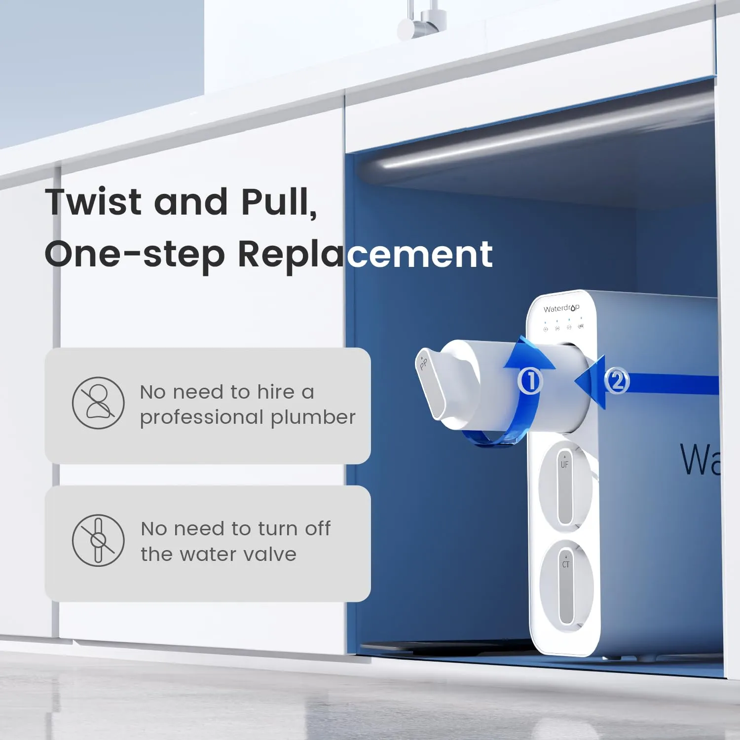 Ultrafiltration Under Sink Water Filter System Waterdrop TSU-W