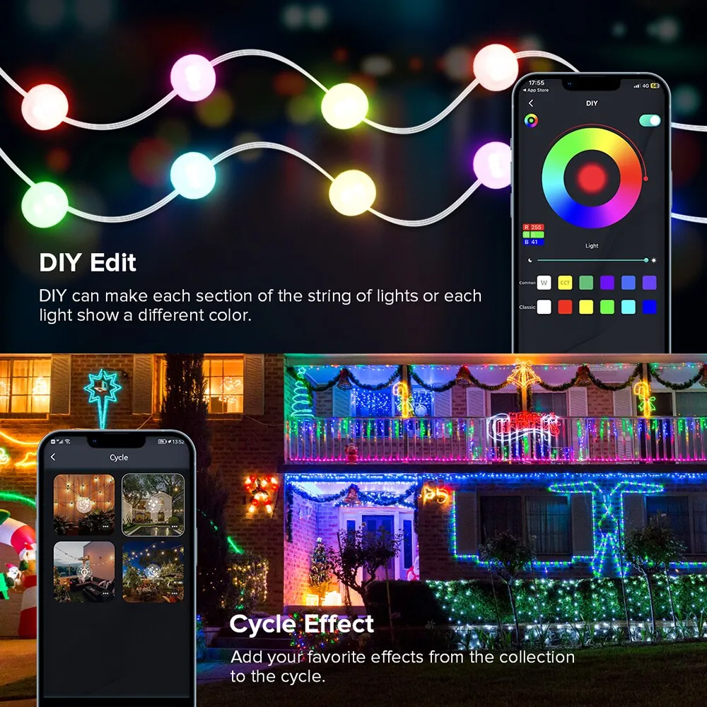 USB Christmas String Light Bluetooth Music APP Remote DC5V WS2812B Party Wedding Garden Backyard Star Rugby Strawberries