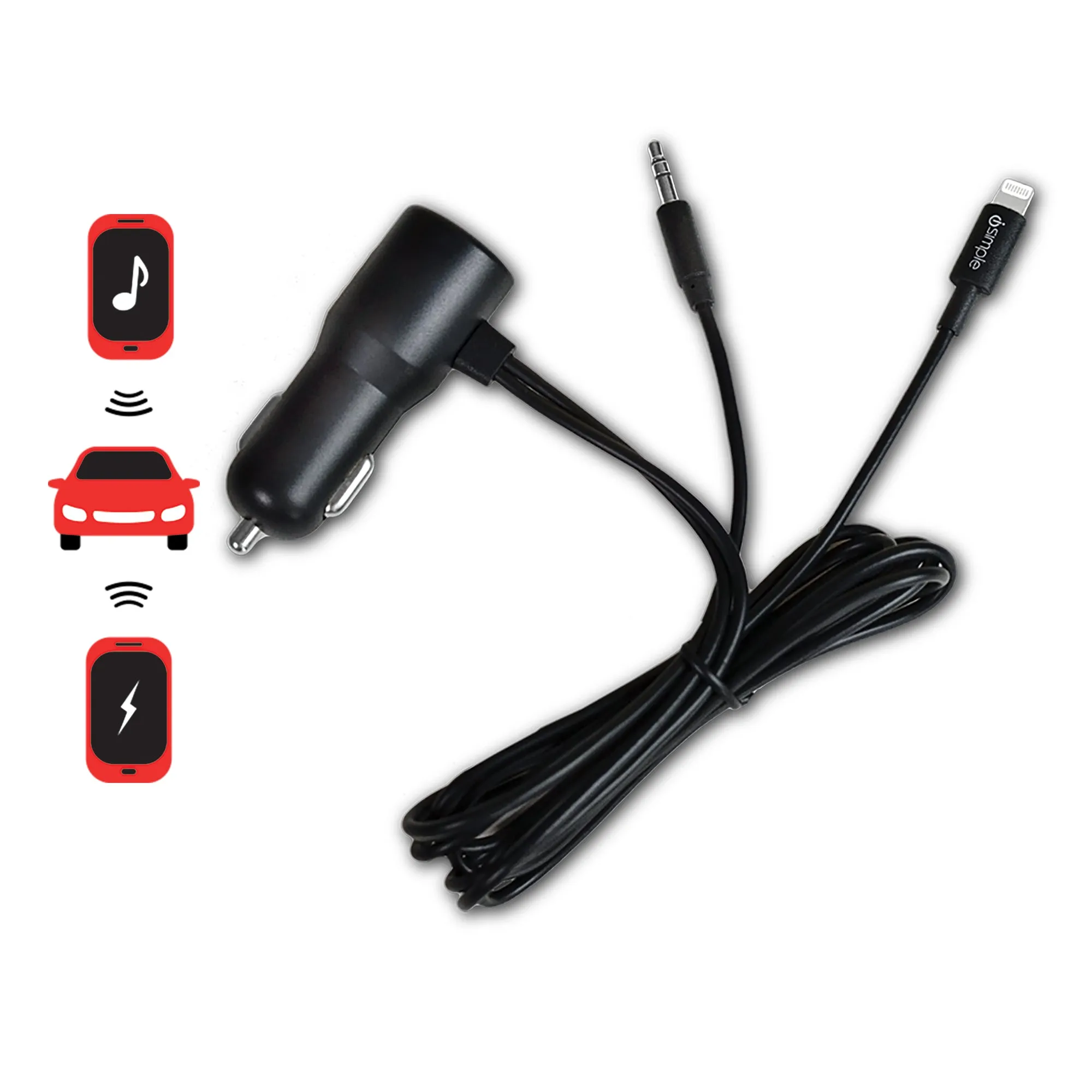 Vehicle Charging and Streaming Cable for iPhone, iPad, and iPod