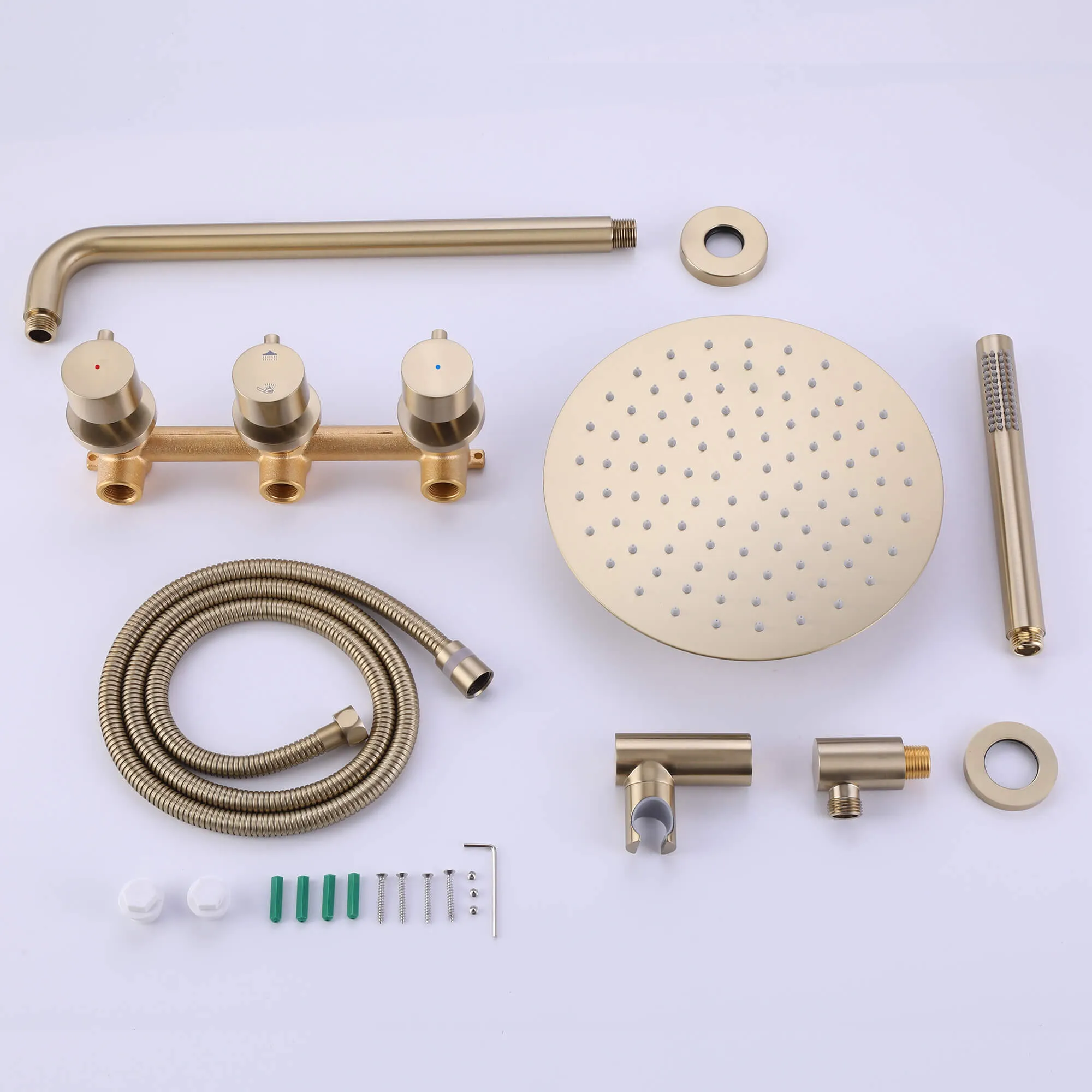 Wall Mount Complete Shower System with Separate Hot and Cold Handles RB1009