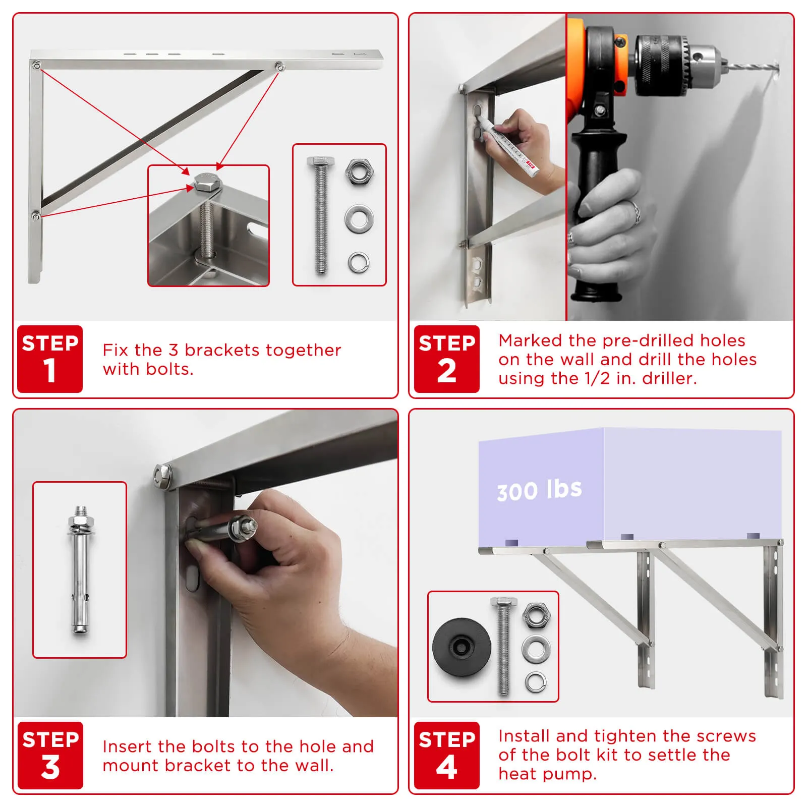 Wall Mounted Aluminum Bracket for Mini Spilt AC